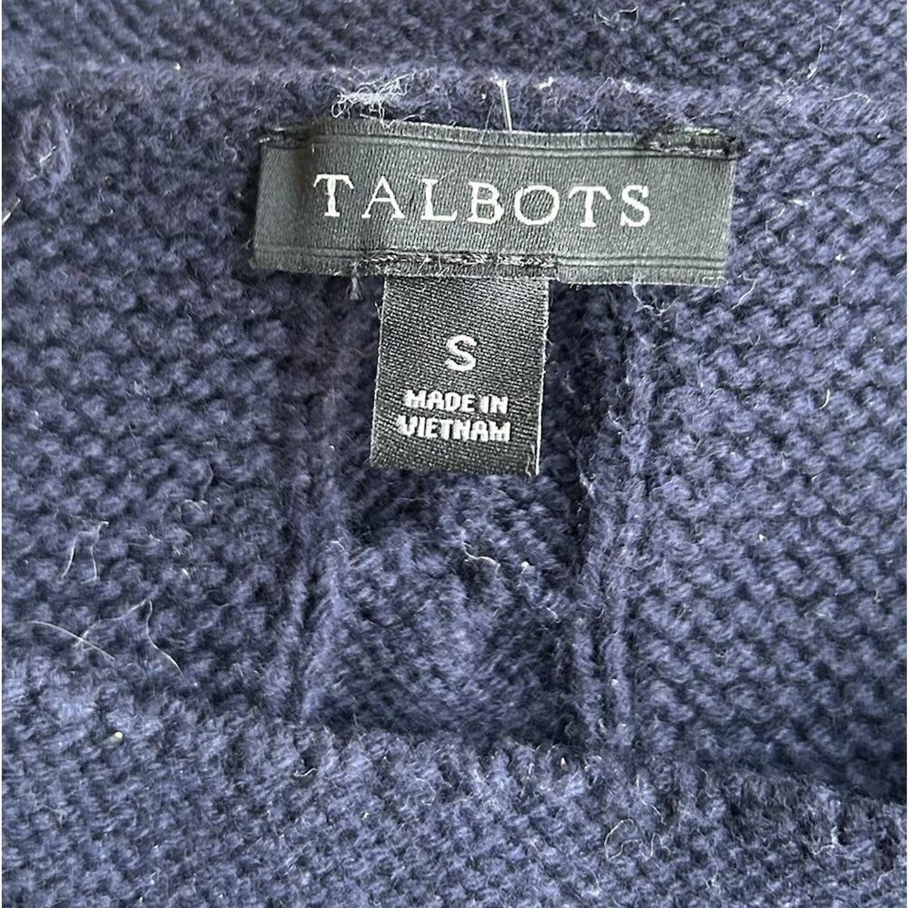 Talbots Chunky Cable Knit Nautical Sweater Size Small Color Block Blue White - Picture 7 of 11